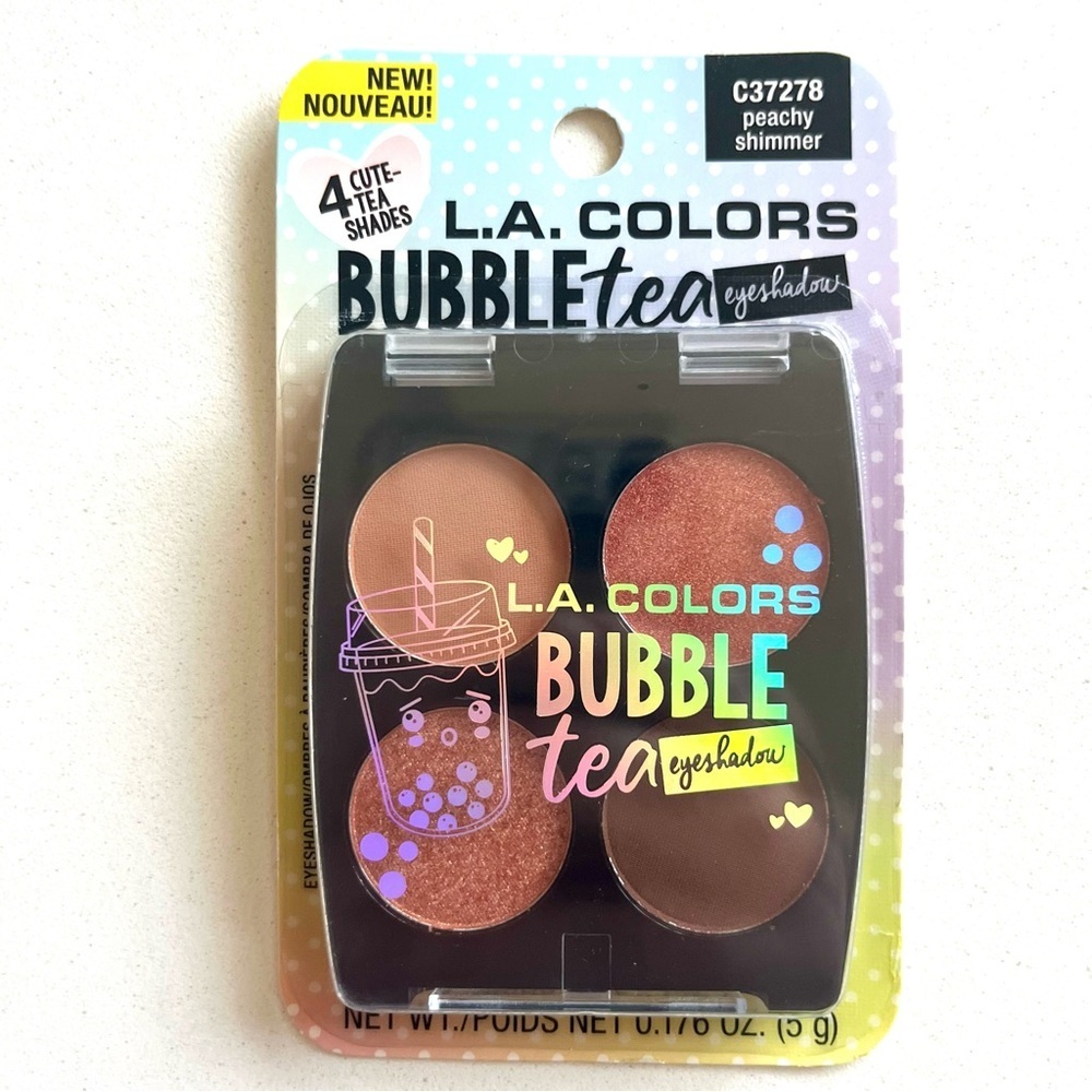 💜 L.A. Colors Bubble Tea, Shimmer Eyeshadow Palette, Peachy